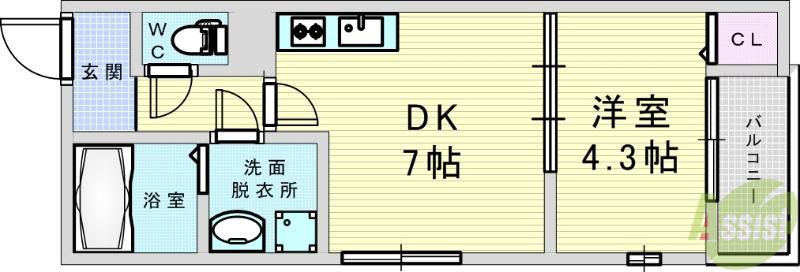 ピノコⅡ(1DK/3階)の間取り写真