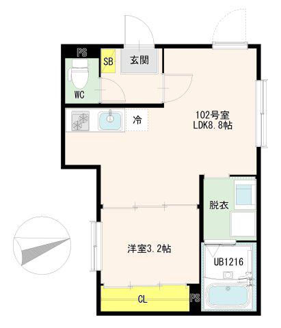 ハーモニーテラス西新井COURT(1LDK/1階)の間取り写真