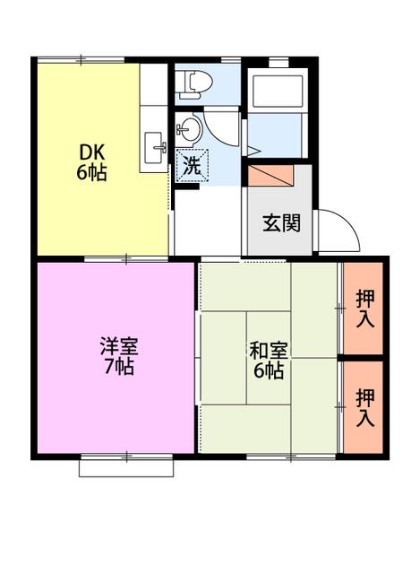 メゾンハヤカワ胎内(2DK/1階)の間取り写真