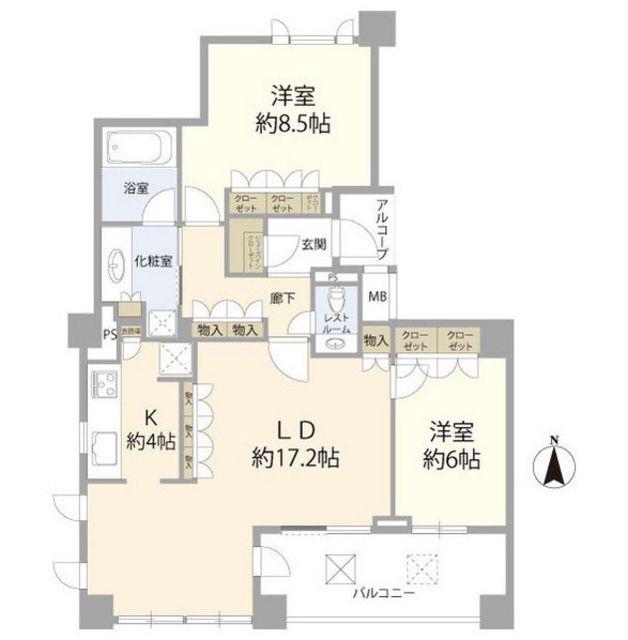 ルフォン飛鳥山(2LDK/5階)の間取り写真