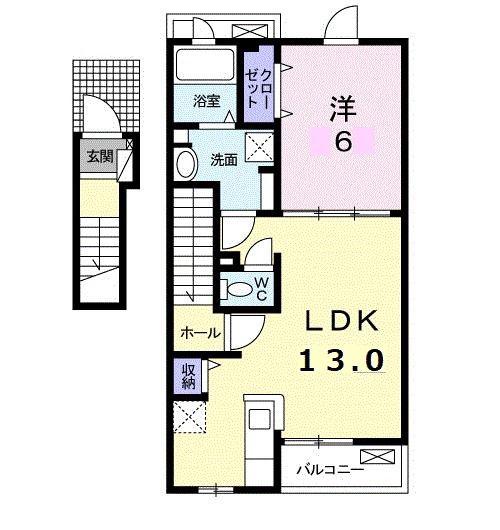 ヴィラ・アインツ(1LDK/2階)の間取り写真