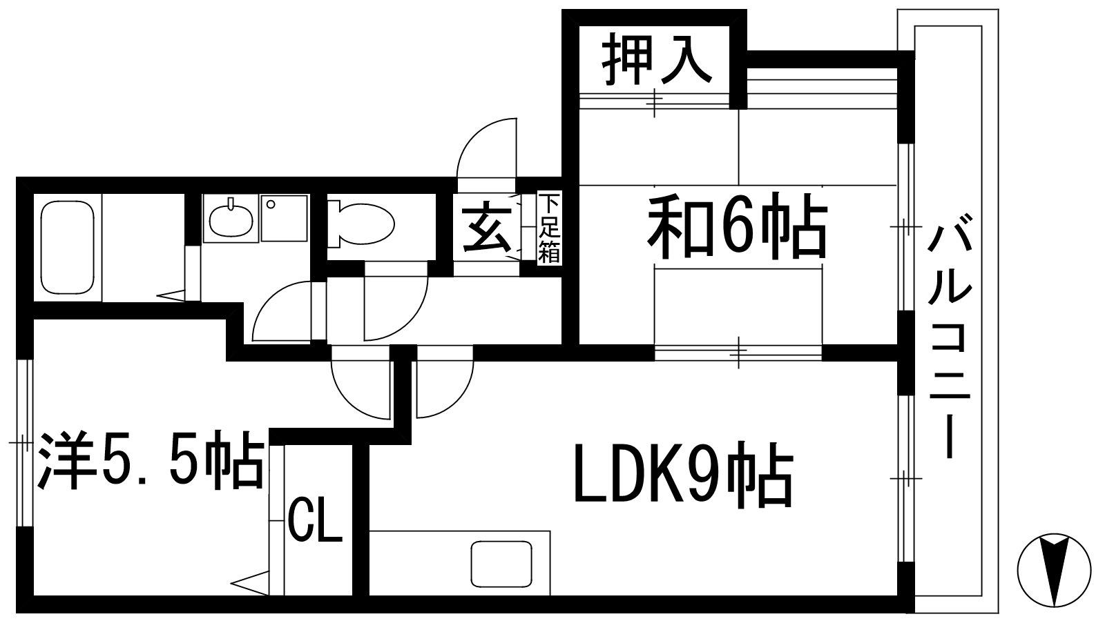 アバンウェル小林(2LDK/3階)の間取り写真