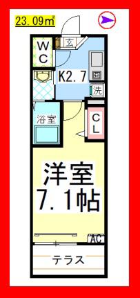 AF ヴィーブルISK(1K/1階)の間取り写真