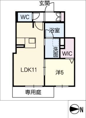 フォレスト覚王山通(1LDK/1階)の間取り写真