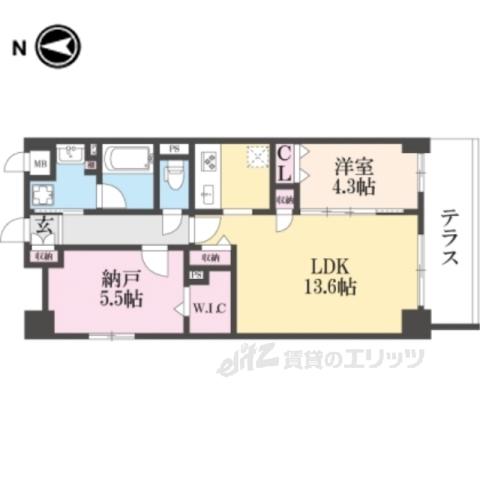 RAFFINE 京都上鳥羽(2LDK/1階)の間取り写真