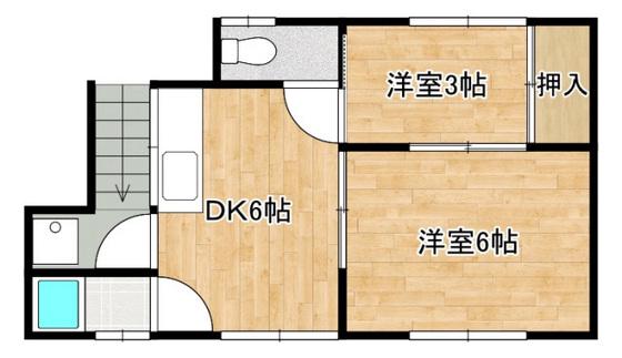 呉市和庄アパート(2DK/2階)の間取り写真