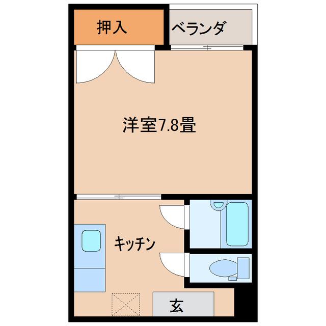 アコードI(1DK/2階)の間取り写真