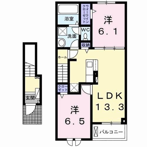 レジデンス プリュX(2LDK/2階)の間取り写真