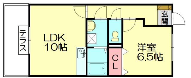 メゾンドール南里(1LDK/2階)の間取り写真