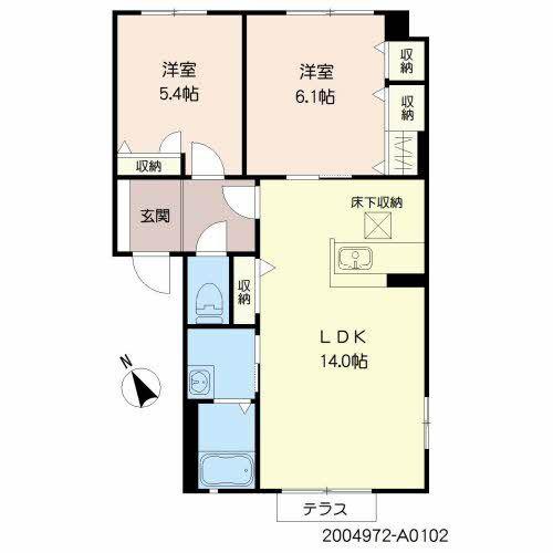 ベアバレー竹中(2LDK/1階)の間取り写真