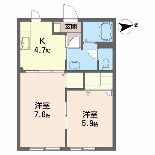 ディアスK C(2K/1階)の間取り写真