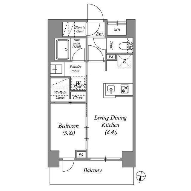 ACP RESIDENCE三ノ輪テラス(1LDK/2階)の間取り写真