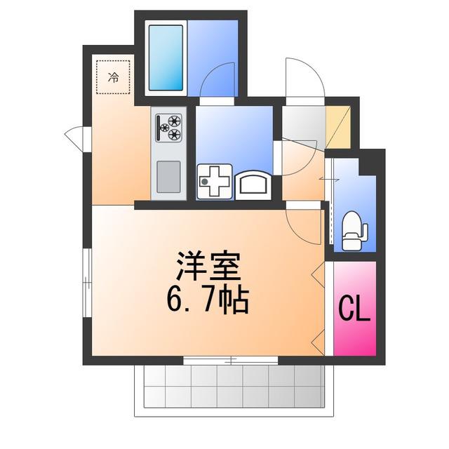イルグランディ(1K/4階)の間取り写真