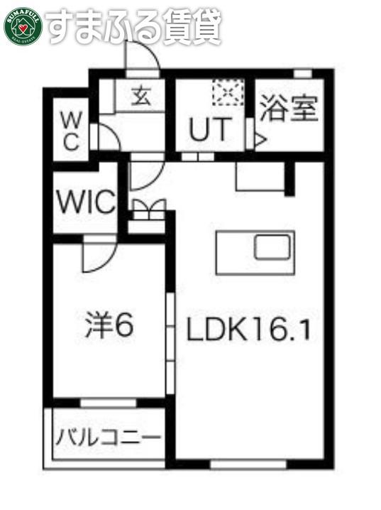 パークワン(1LDK/1階)の間取り写真