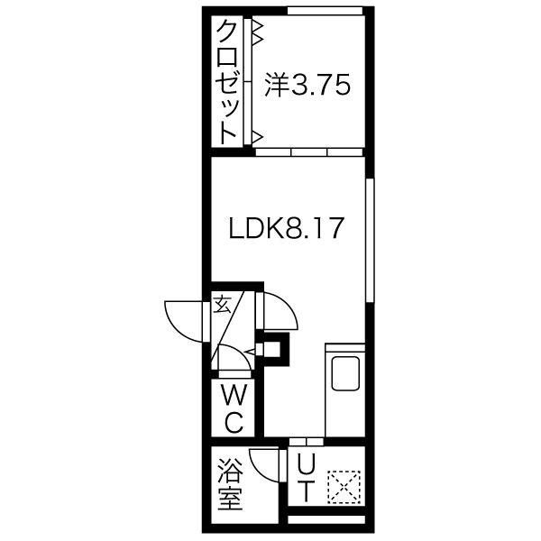 オレンジレジデンスウエスト(1LDK/4階)の間取り写真