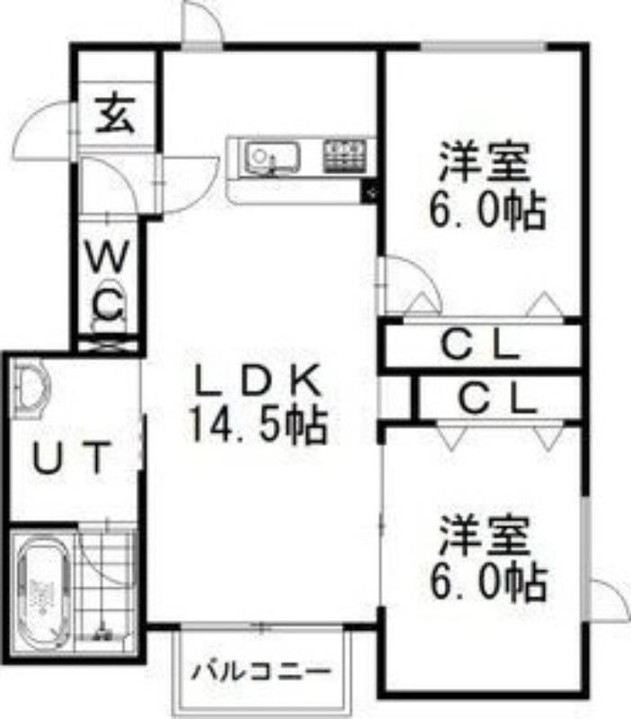 エアリータウンA棟(2LDK/3階)の間取り写真