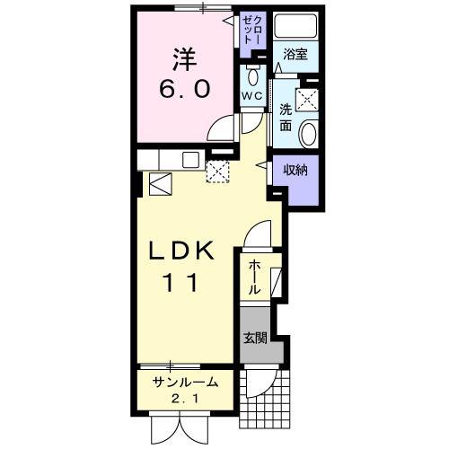 グラン・エチュード II(1LDK/1階)の間取り写真