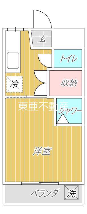 黒髪ハイツI(1K/1階)の間取り写真