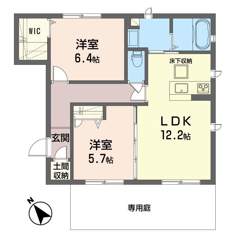 アヴァンセ・ア・グラン B(2LDK/1階)の間取り写真