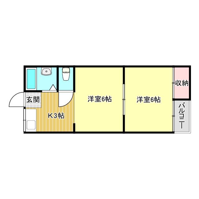 サンハイツB(2K/1階)の間取り写真