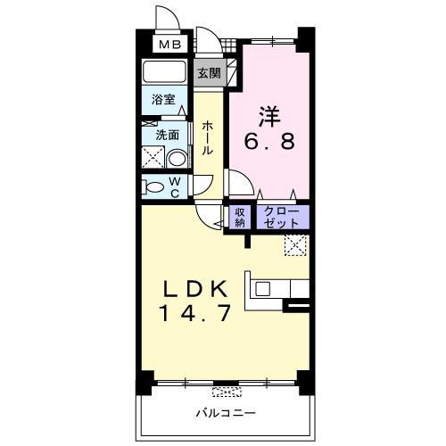 ザ・ウィングS(1LDK/3階)の間取り写真