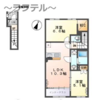 入間市狭山台 アパートA棟工事(2LDK/2階)の間取り写真