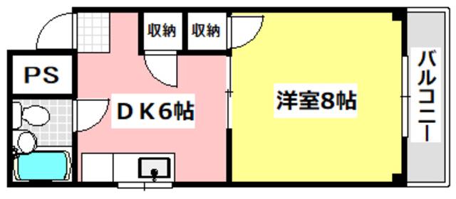 萩原マンション(1DK/2階)の間取り写真