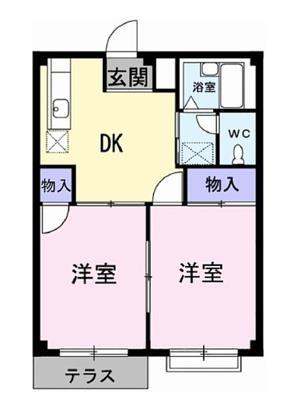 エルディム宮代(2DK/1階)の間取り写真