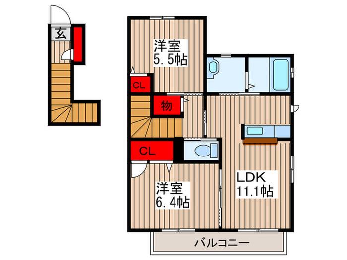 グランメールVII(2LDK/2階)の間取り写真