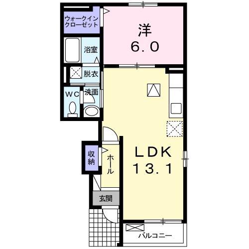 ブランシェントB(1LDK/1階)の間取り写真