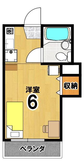 高野リバーハイツ(ワンルーム/2階)の間取り写真