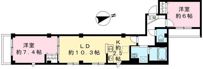 チェリッシュ(2LDK/2階)の間取り写真