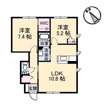 シャーメゾン ルミエール KI(2LDK/1階)の間取り写真