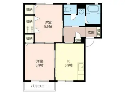 セキスイタウンZ(2K/2階)の間取り写真