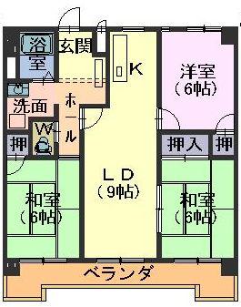 エステート藤薮(3LDK/4階)の間取り写真