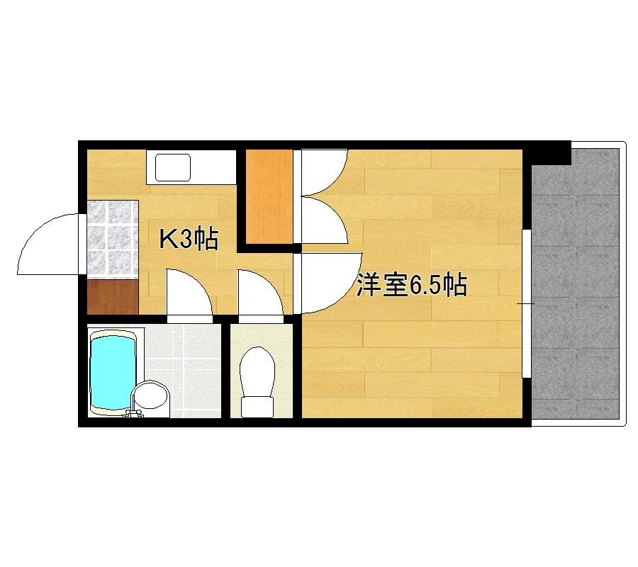 新庄リバービル(1K/2階)の間取り写真