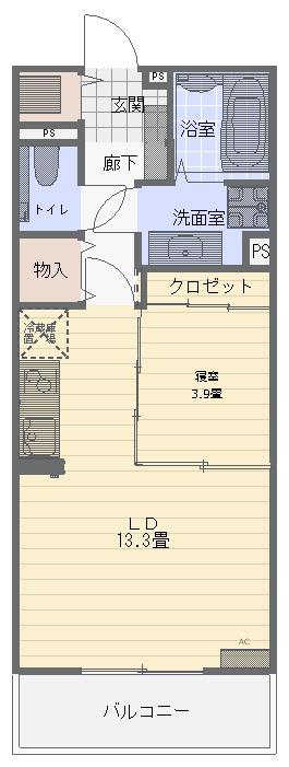 GRAND CENTRAL(ワンルーム/4階)の間取り写真