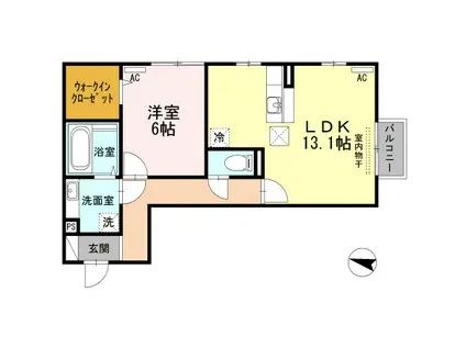 アメニティタウンII 206(1LDK/2階)の間取り写真
