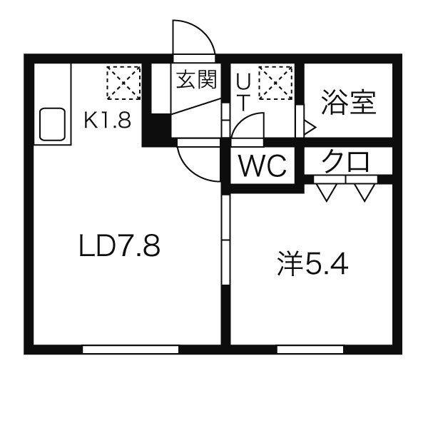 アポロン(1LDK/4階)の間取り写真