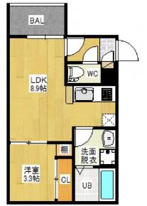 REGALEST廿日市駅南(1LDK/1階)の間取り写真