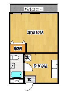 メゾンタナカ(1DK/3階)の間取り写真