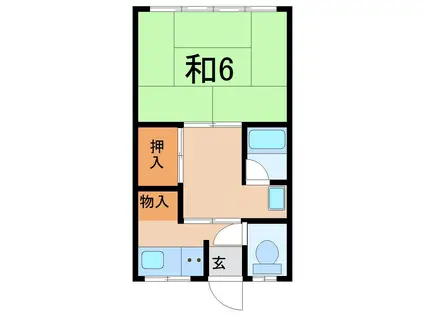 福美荘A(1K/2階)の間取り写真