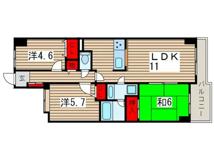 キャッスルマンション稲毛(3LDK/4階)の間取り写真