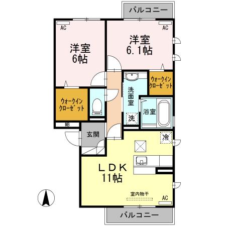 アルぺージュ大森A棟(2LDK/2階)の間取り写真