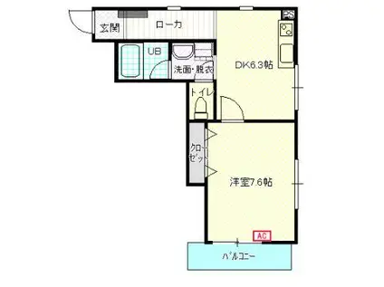 セイントワークス(1DK/2階)の間取り写真