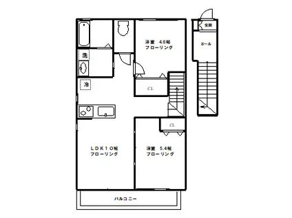 レクチュール(2LDK/2階)の間取り写真