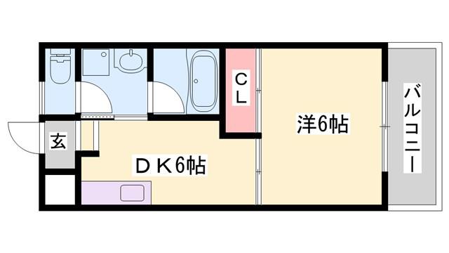 コーポふくい(1DK/6階)の間取り写真