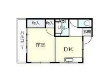 入船マンション(1DK/2階)の間取り写真
