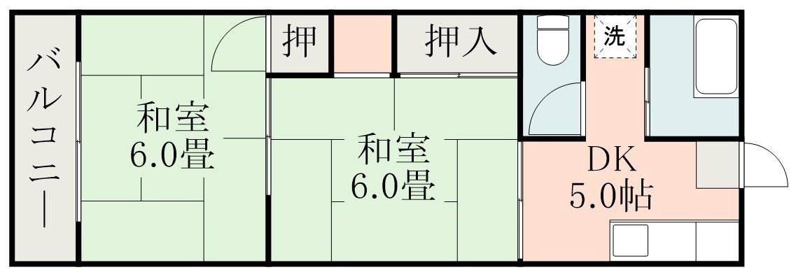 上荒田福永ビル(2DK/3階)の間取り写真