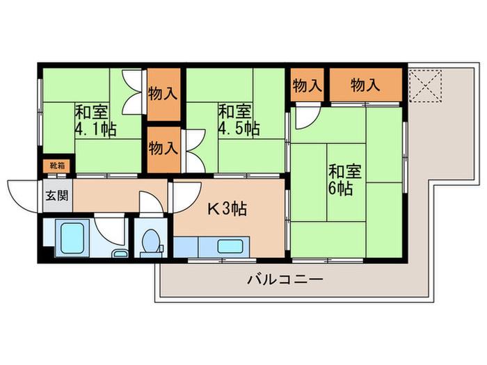 池上ビル(3K/2階)の間取り写真
